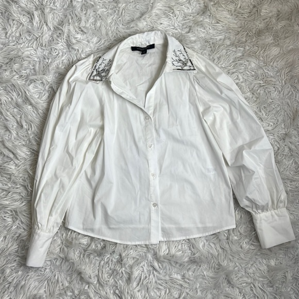 MARC NEW YORK ANDREW‎ MARC WHITE SHIRT WITH EMBROIDERED